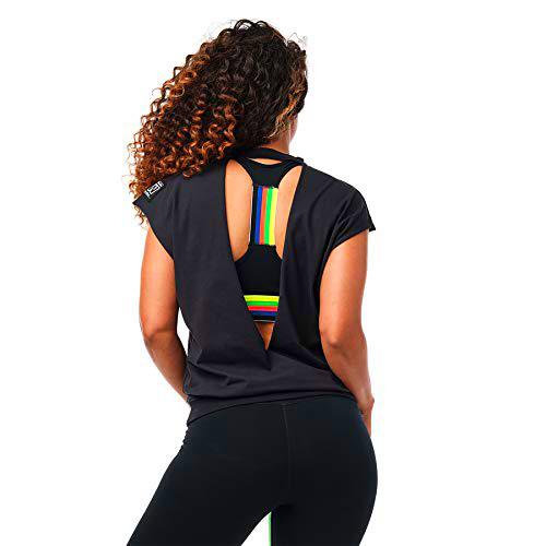 Zumba Sexy Active Wear Women's Dance Tops Workout Open Back Shirts for Women, Bold Z, M