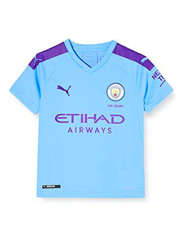 Puma Kid's MCFC HOME Shirt Replica SS Jr with Sponsor Logo Jersey