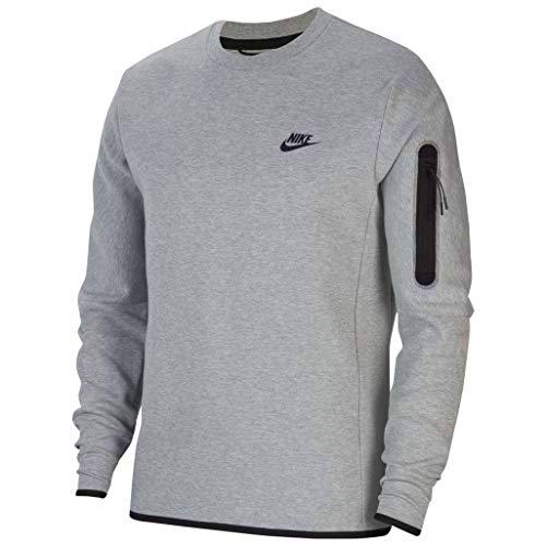 NIKE M NSW TCH FLC CRW Sweatshirt, dk Grey Heather/(Black), 2XL Mens