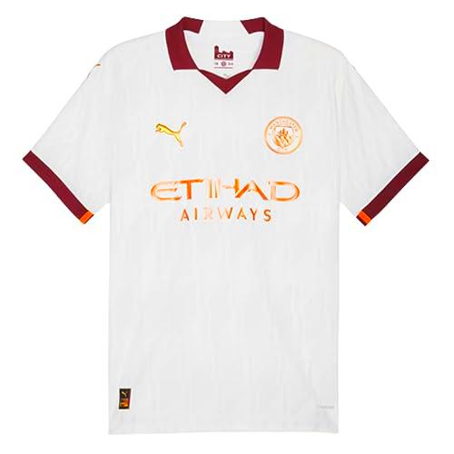 MCFC 770448-02 Away Authentic Jersey T-Shirt Unisex White-Aubergine Tamaño S